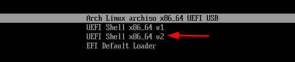 Arch Linux USB key boot menu